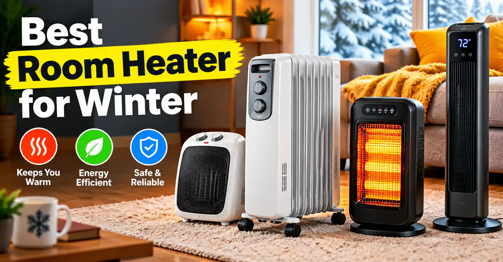 Best room heaters for winter, including oil-filled, ceramic, halogen, and tower heaters